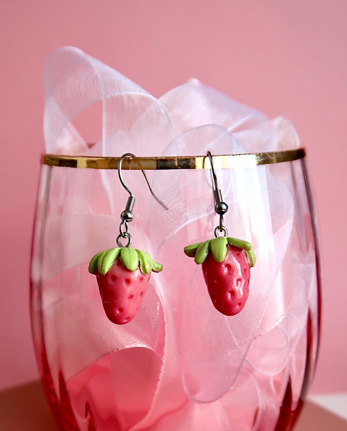 Foodies: Polymer Clay Strawberry Earrings