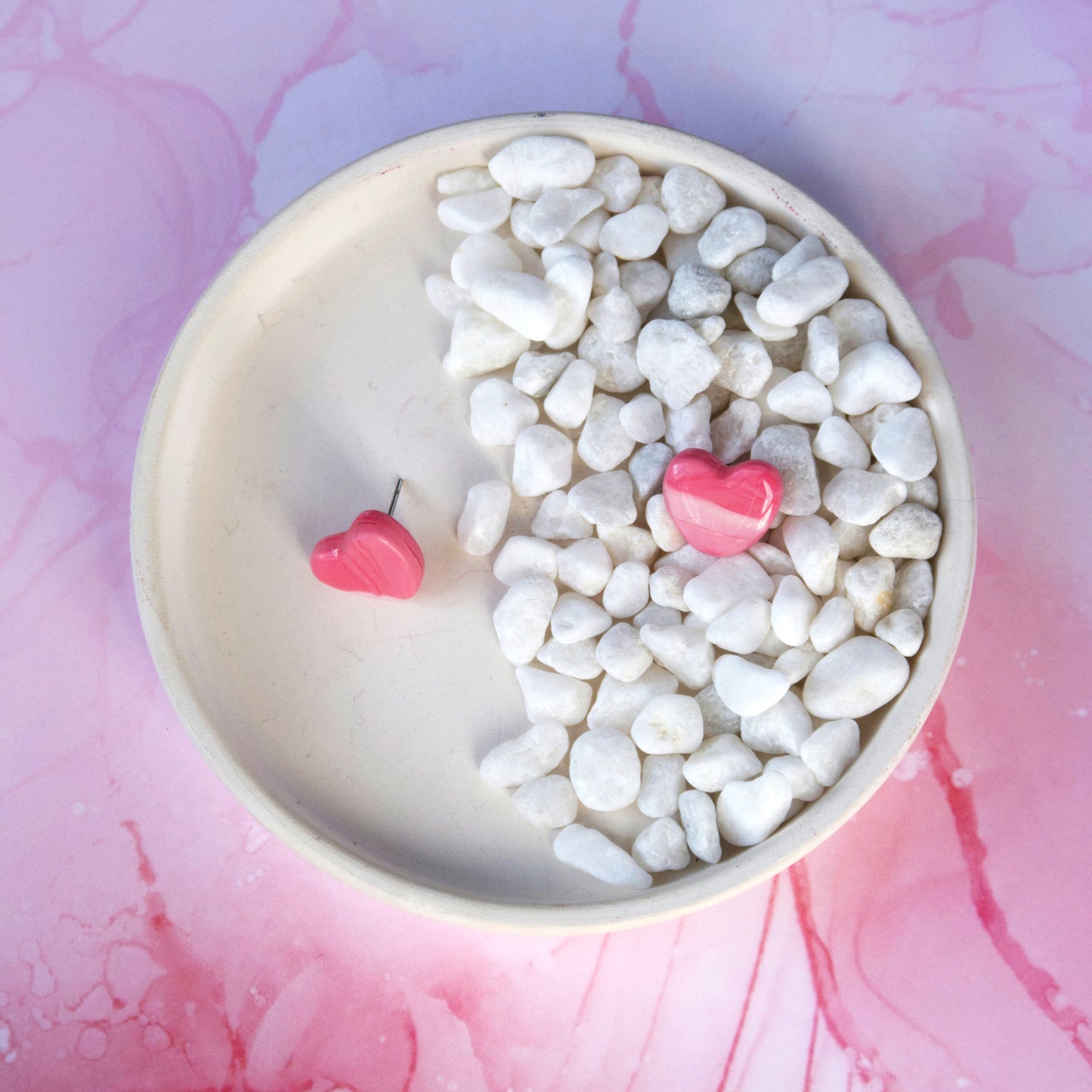 Lovelies: Pink Swirl Heart Polymer Clay Studs