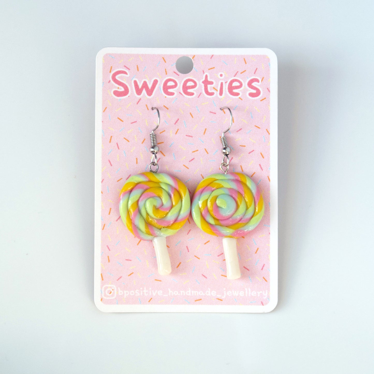 Sweeties: Rainbow Lollipop Polymer Clay Earrings