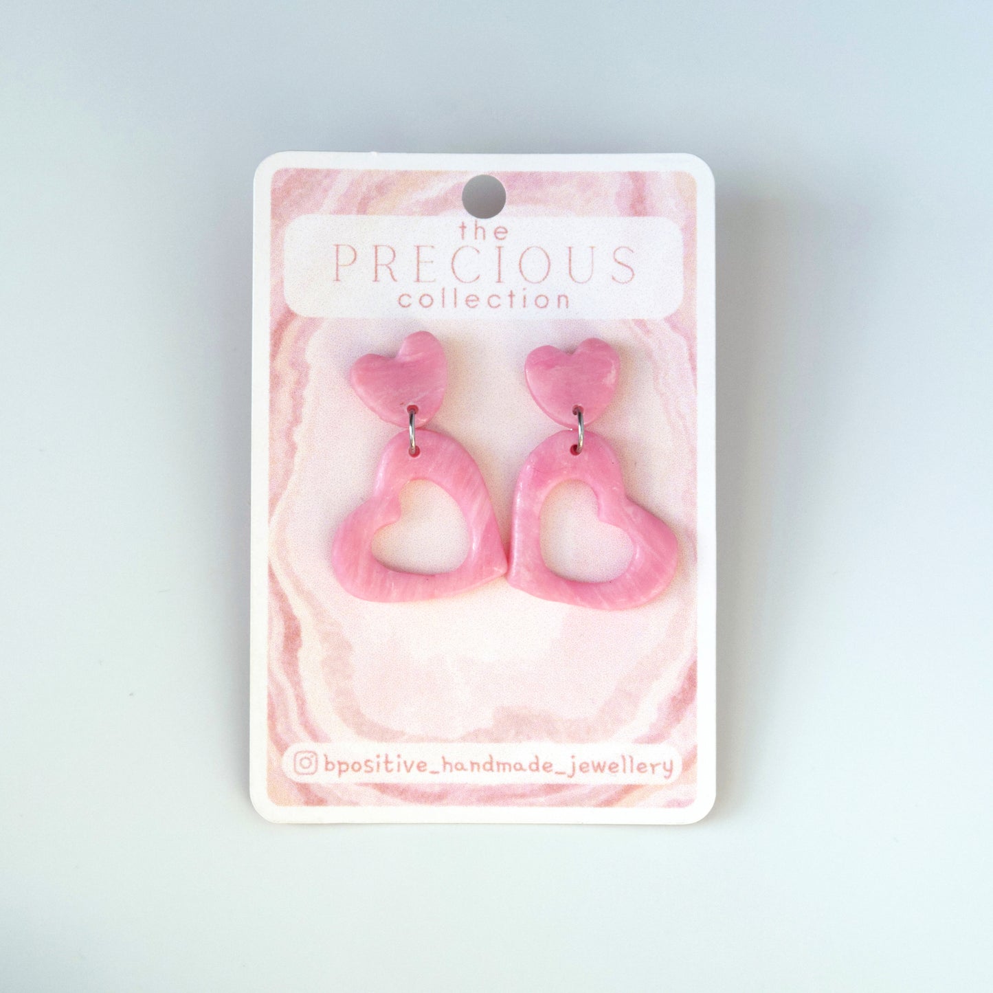 Precious Collection: Rose Hollow Heart Polymer Clay Earrings