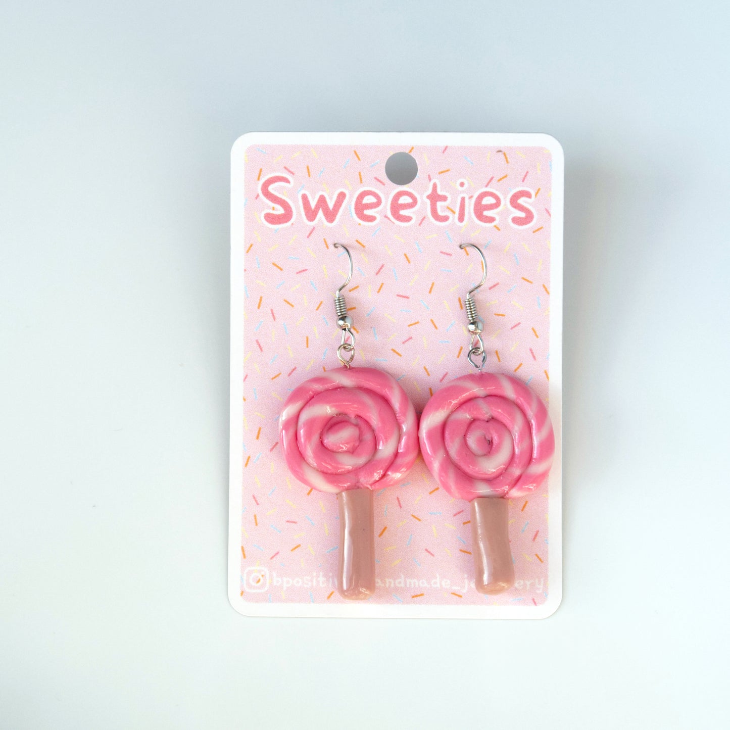 Sweeties: Pink Lollipop Polymer Clay Earrings