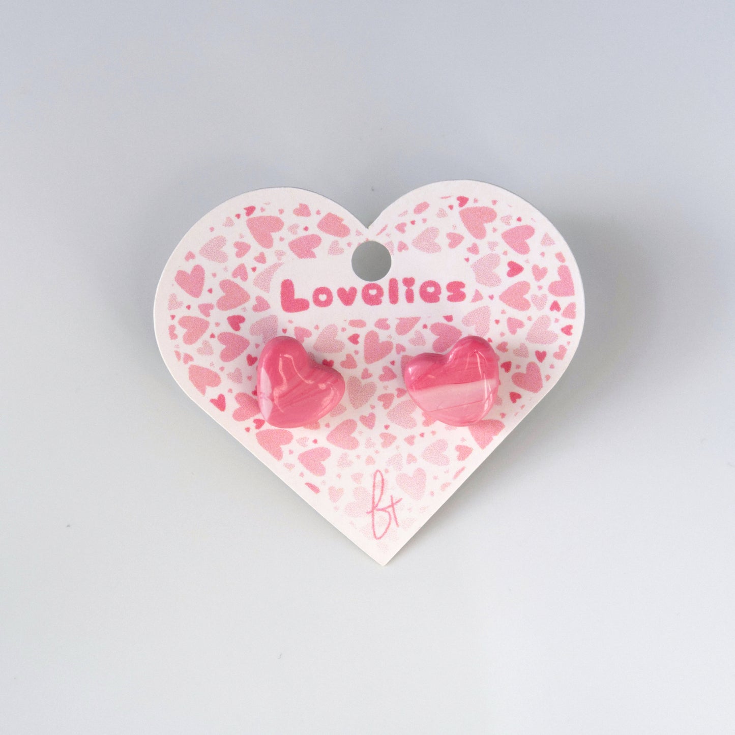 Lovelies: Pink Swirl Heart Polymer Clay Studs