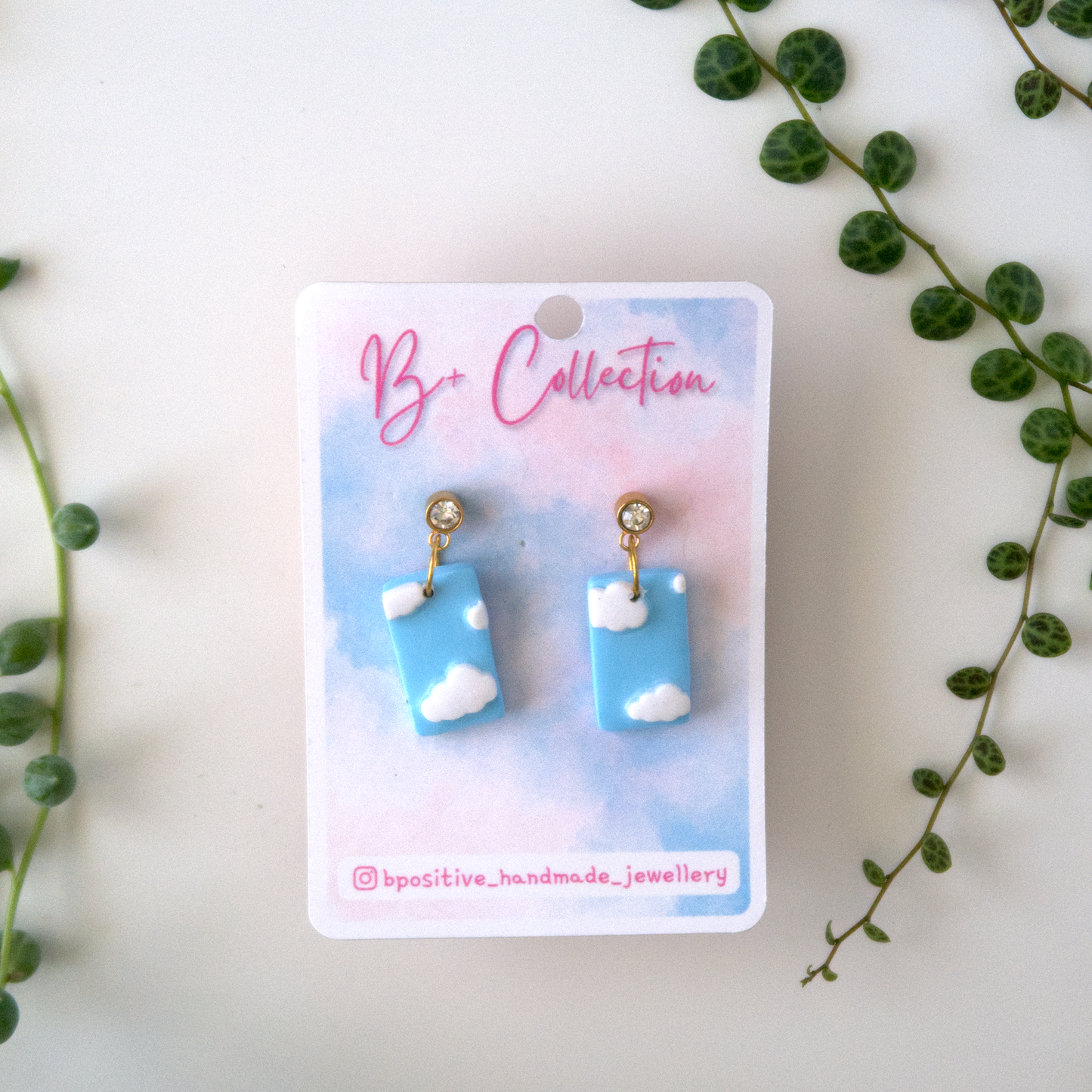 B+ Collection: Cloudy Sky Rectangle Earrings