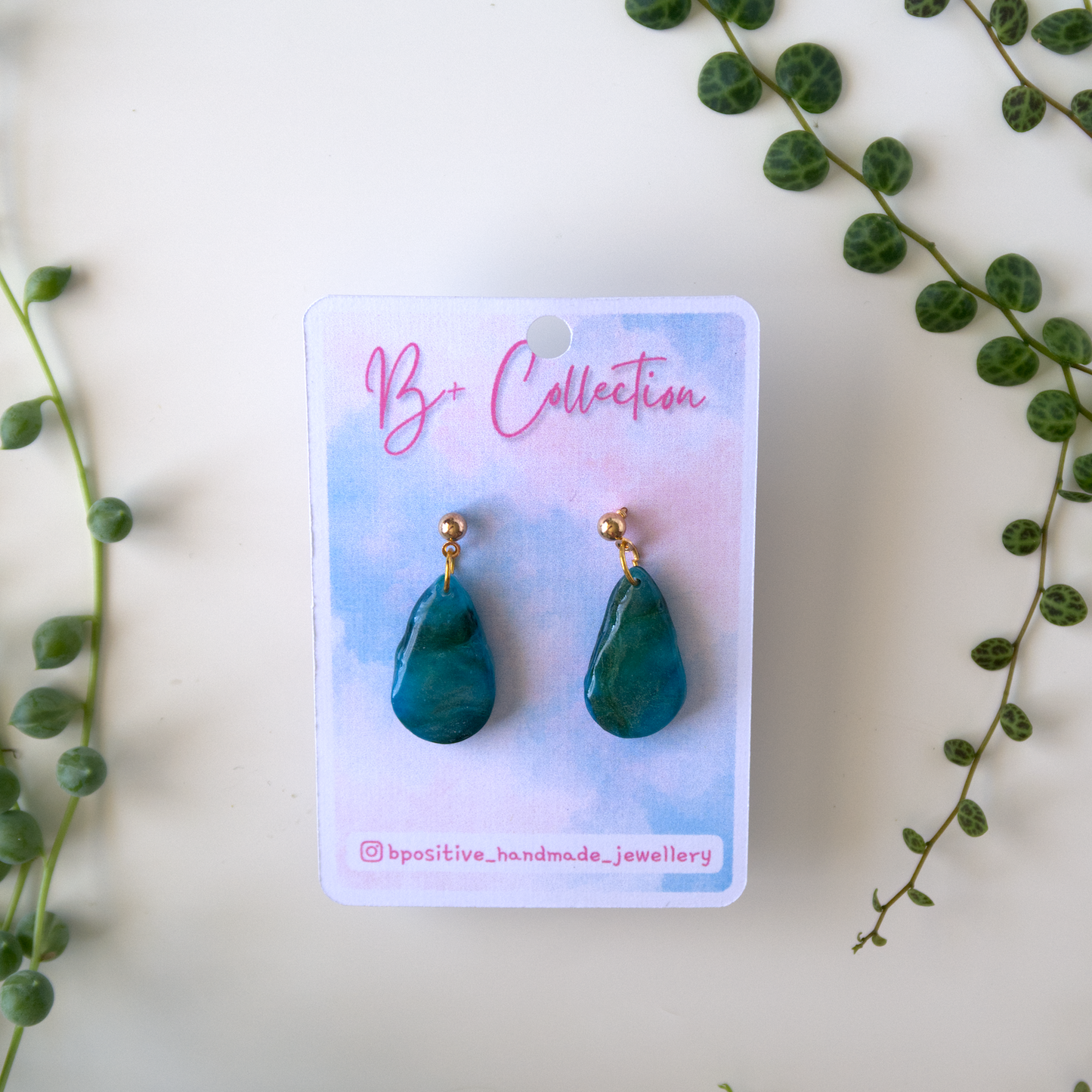 B+ Collection: Emerald Water Drop Earrings