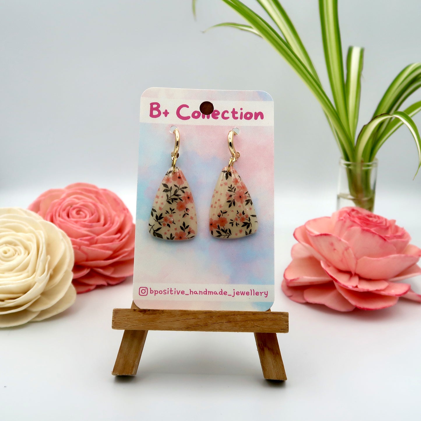 B+ Collection: Delicate Floral Printed Earrings
