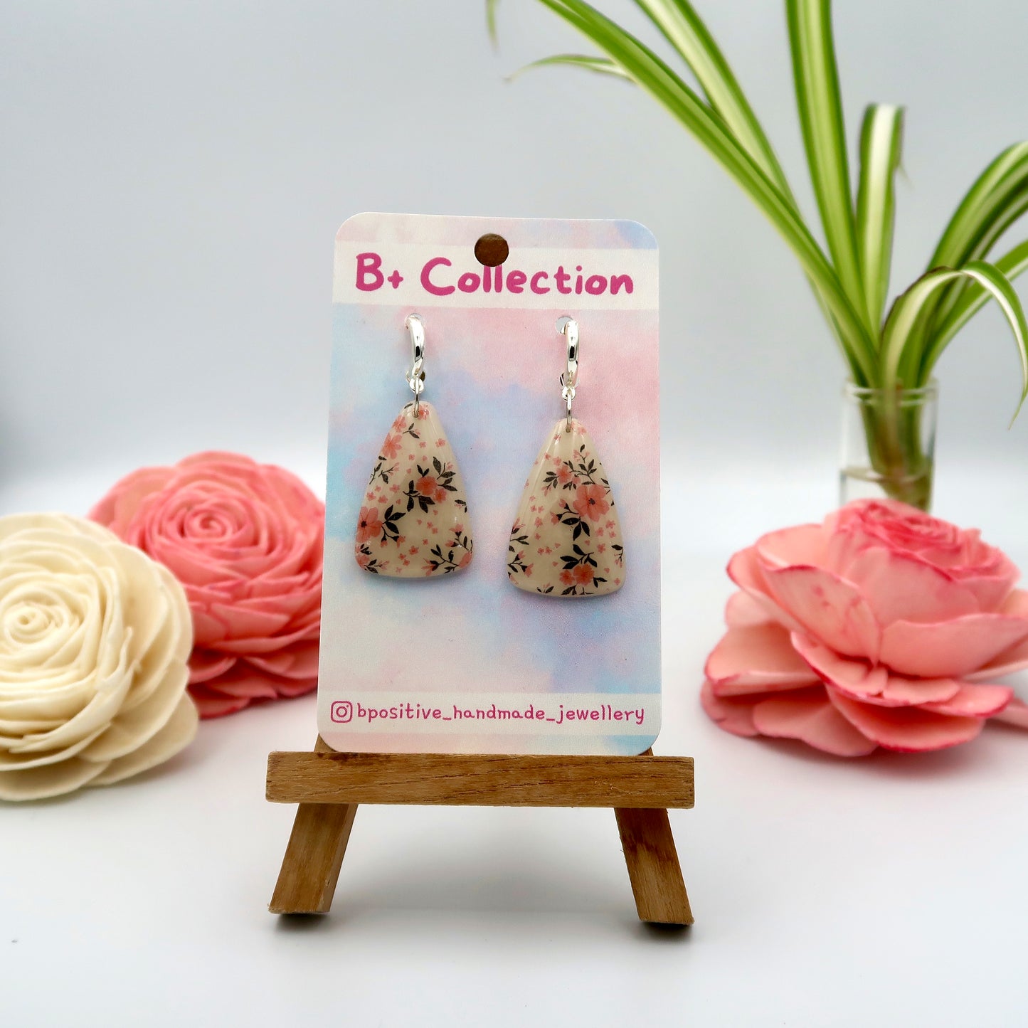 B+ Collection: Delicate Floral Printed Earrings