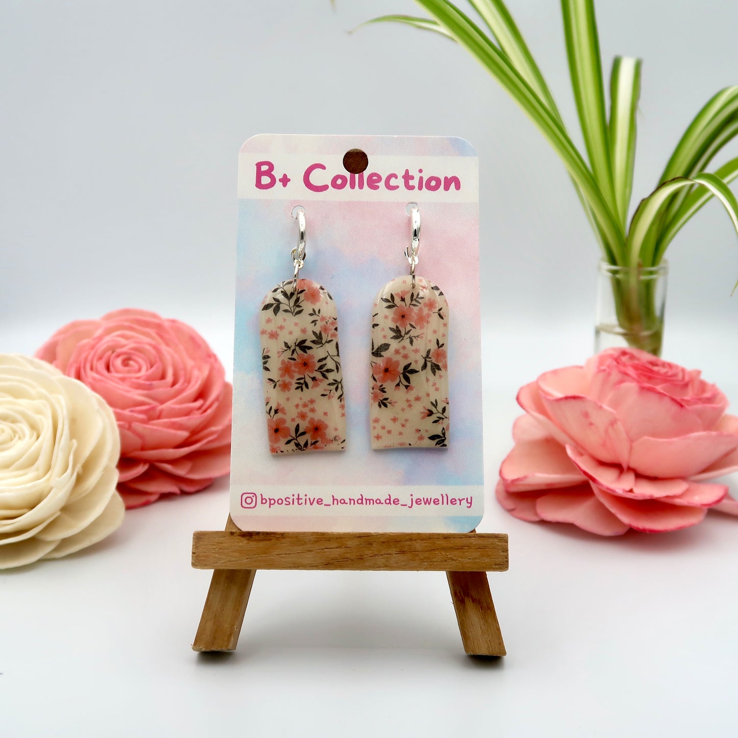 B+ Collection: Delicate Floral Printed Earrings