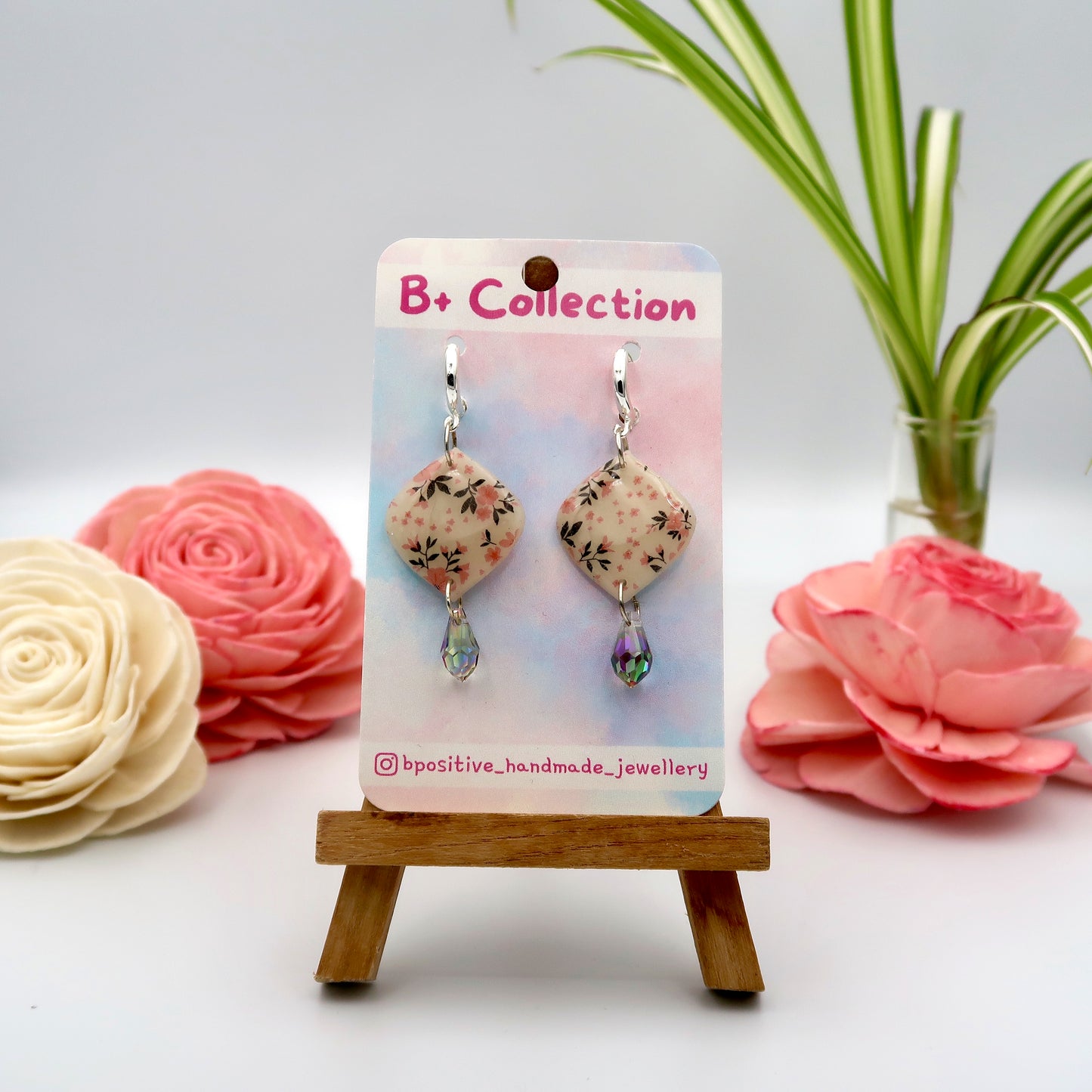 B+ Collection: Delicate Floral Printed Earrings