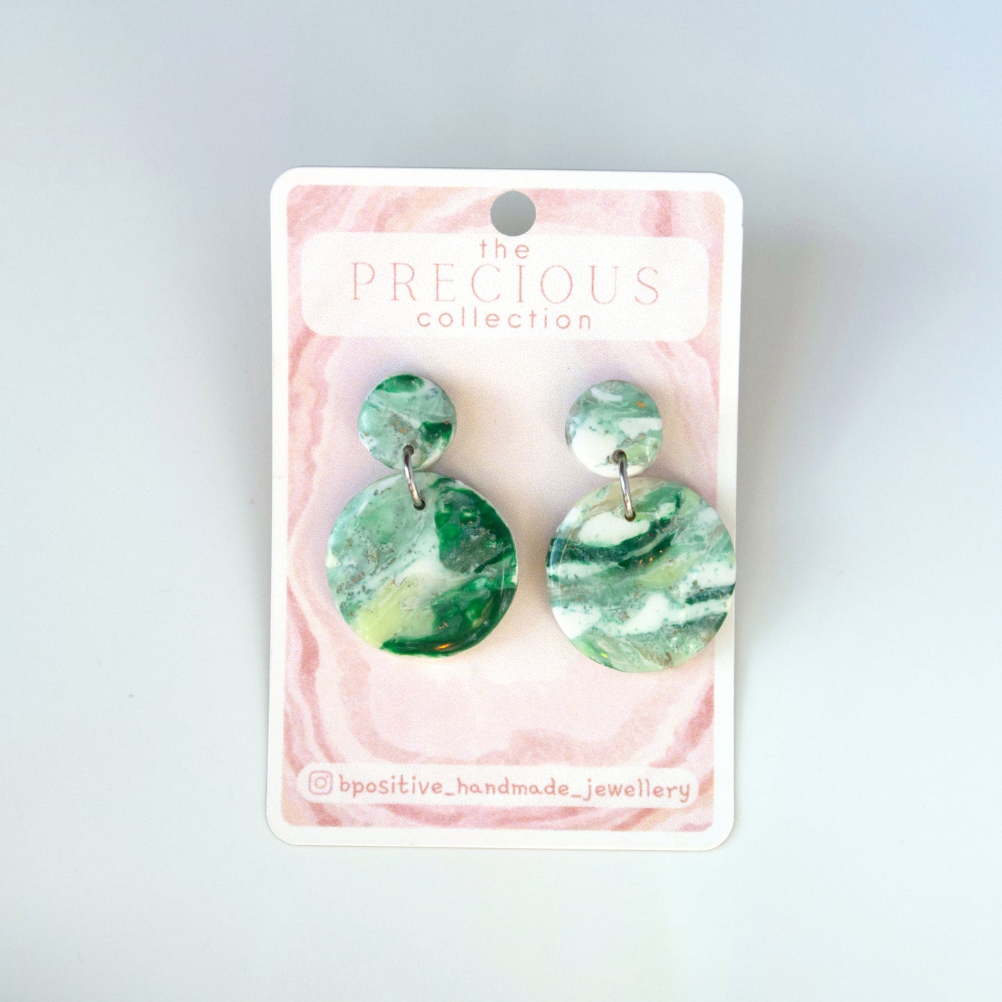 Precious Collection: Jade Circle Polymer Clay Earrings