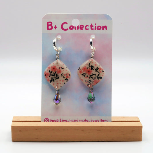 B+ Collection: Delicate Floral Printed Earrings