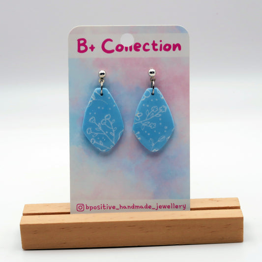 B+ Collection: Light Blue Printed Diamond Earrings