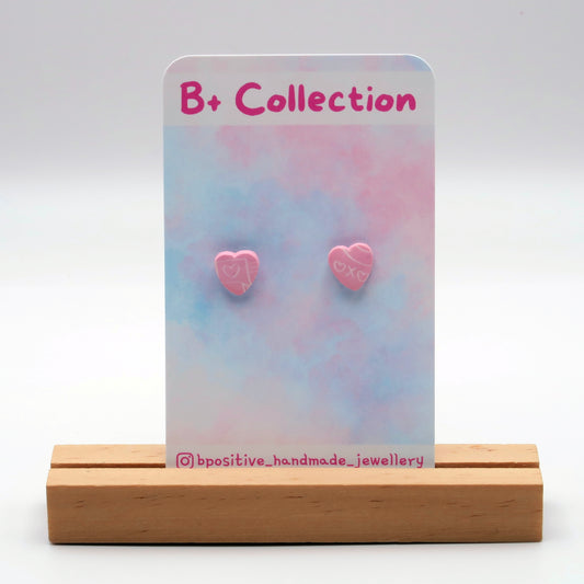 B+ Collection: Printed Heart Studs