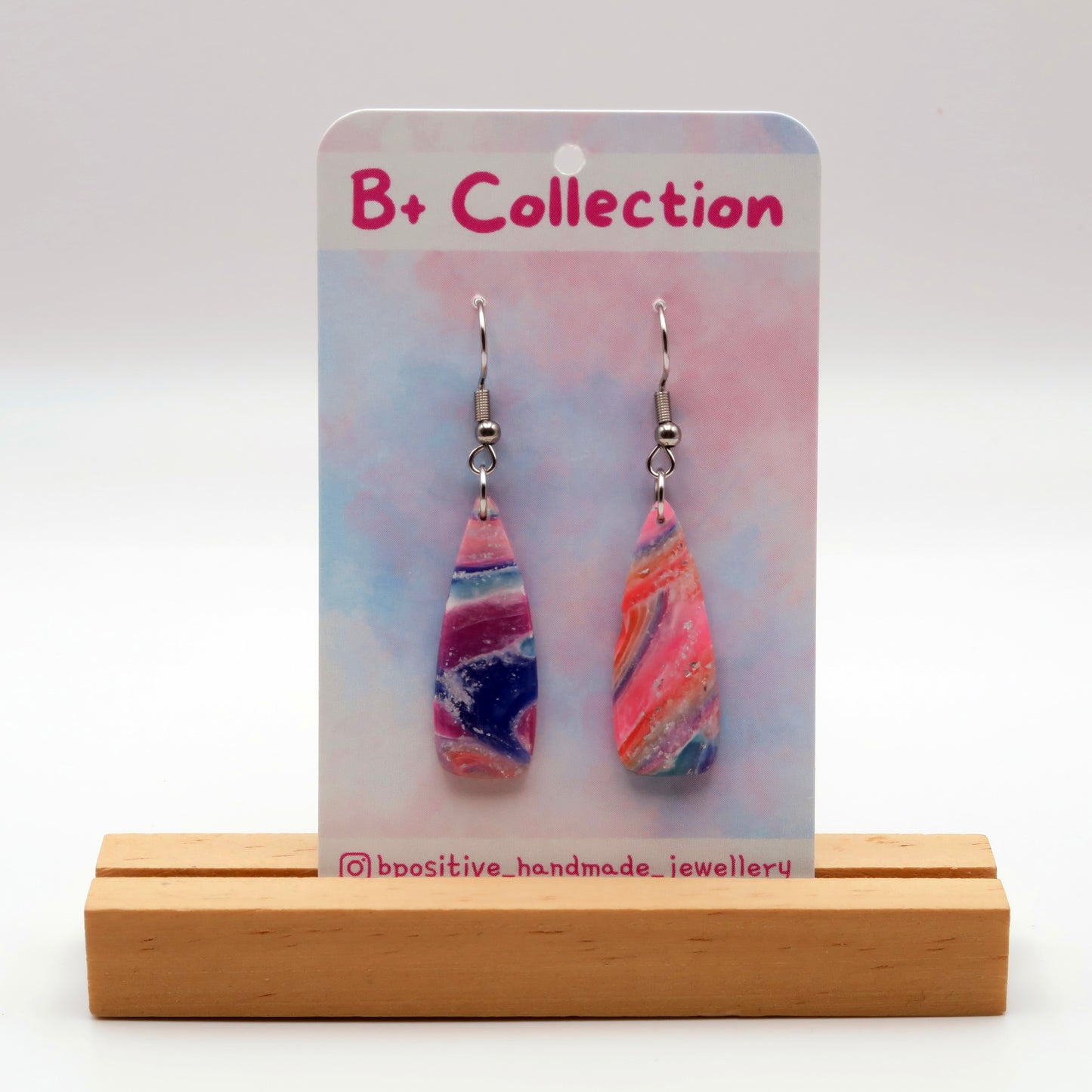 B+ Collection: Rainbow Agate Style Drop Earrings
