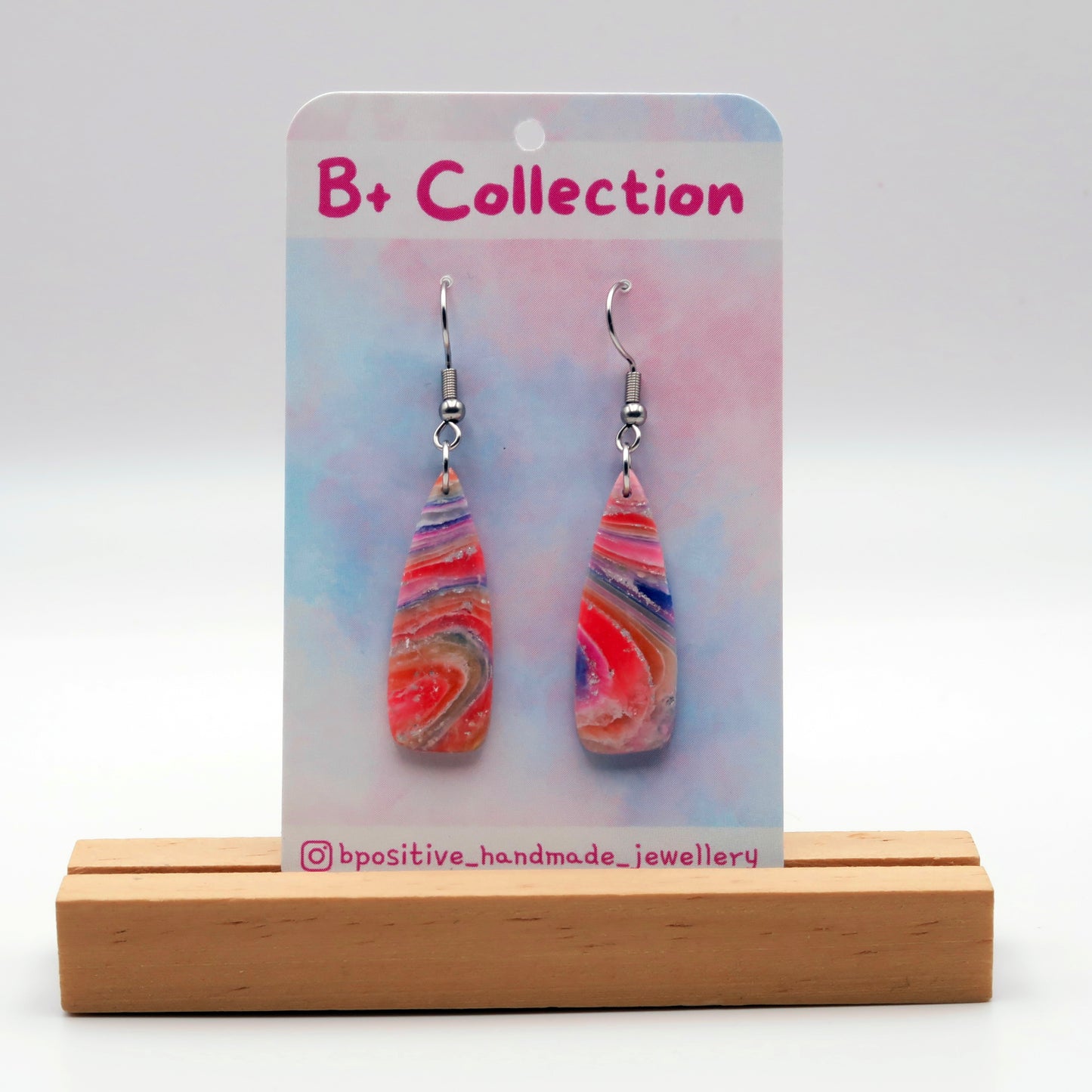 B+ Collection: Rainbow Agate Style Drop Earrings