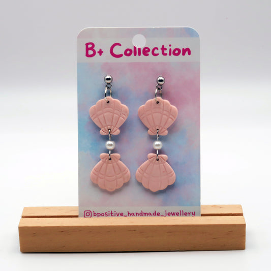 B+ Collection: Scallop Pearl Drop Earrings