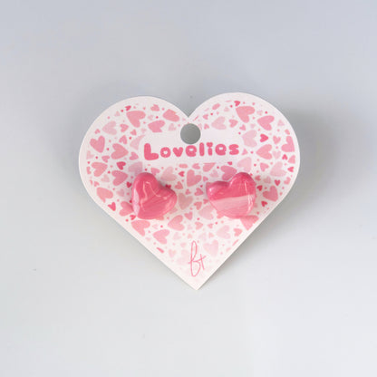 Lovelies: Pink Swirl Heart Polymer Clay Studs