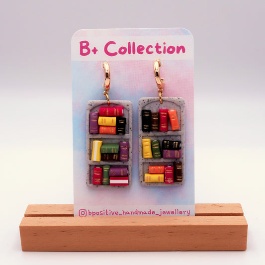 B+ Collection: Large Grey Bookshelf Earrings